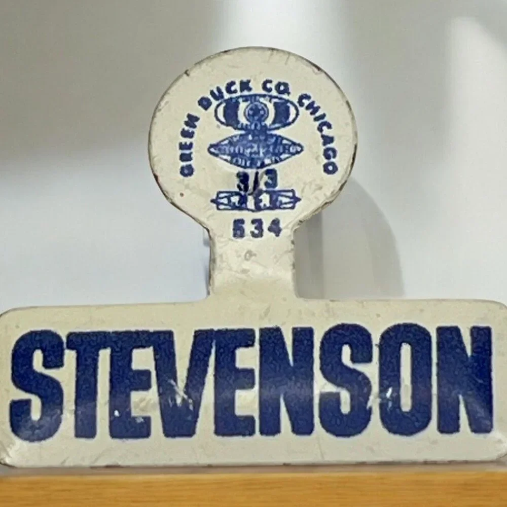 Vintage Adlai Stevenson for President Fold Over Pin Election Campaign